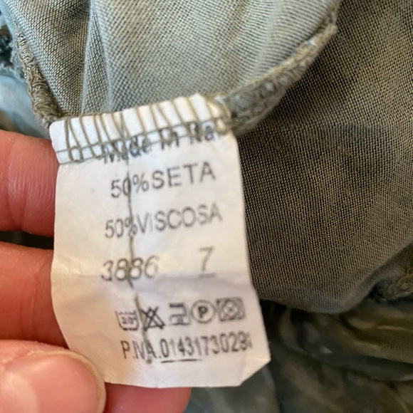 Silk and viscose blend green lagenlook bohemian cottagecore fairycore blouse - Picture 6 of 8